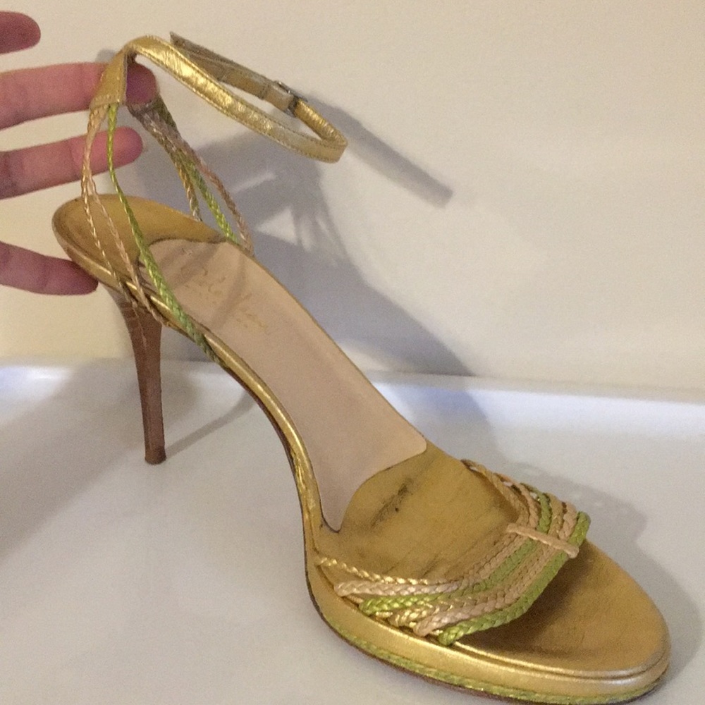 Couple Haan gold green heels